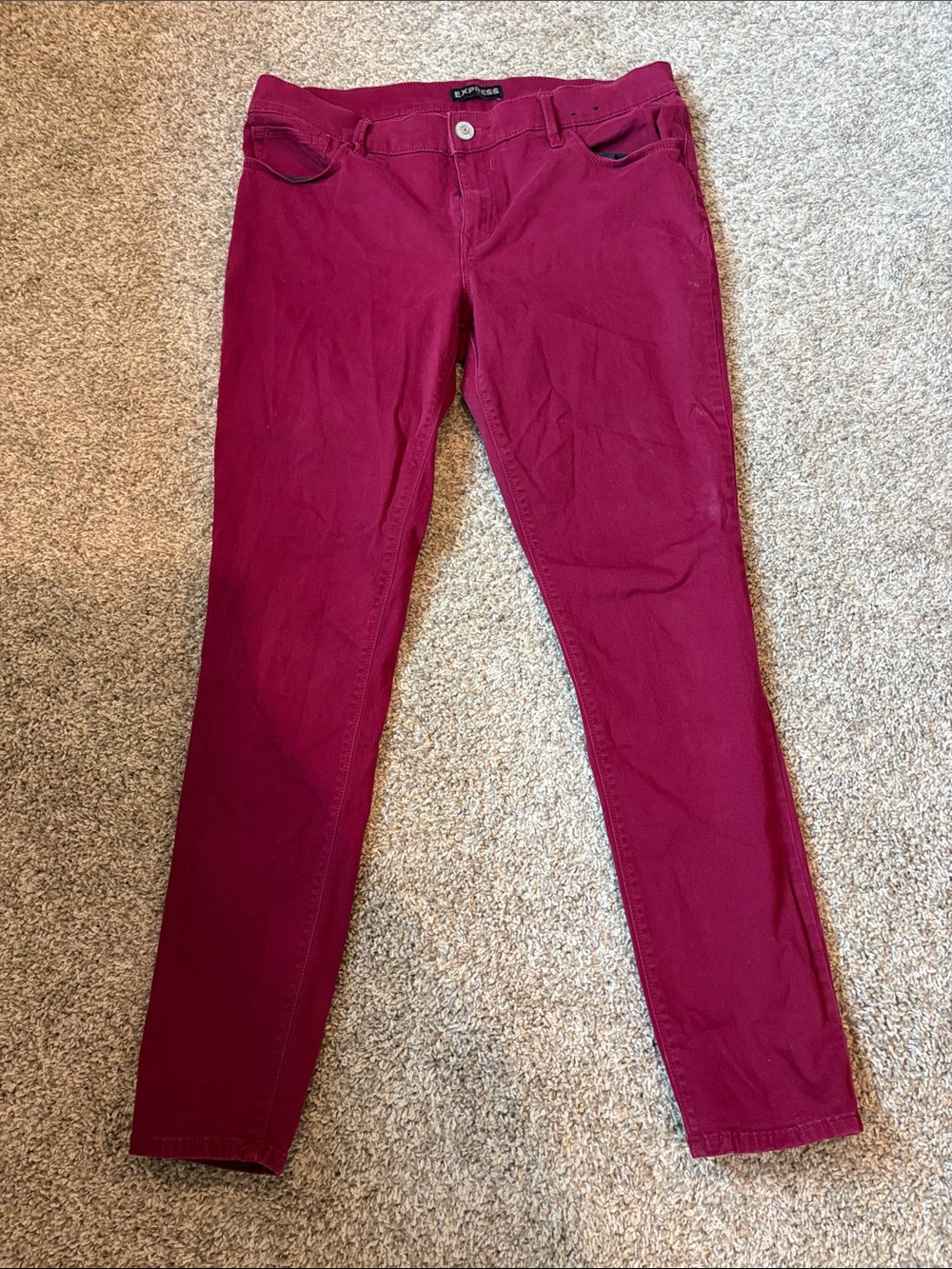 Express Womens Raspberry Magenta Skinny Jeans